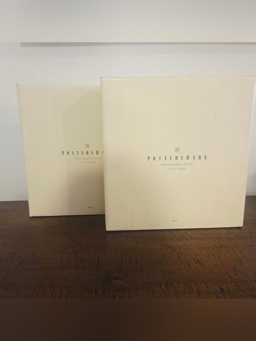 Pottery Barn Floating Glass Picture Frame Gallery  Black 9.75x 9.75